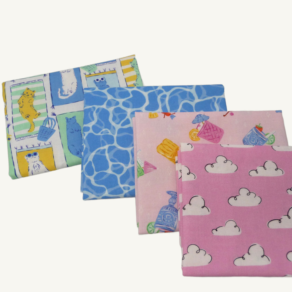 Poolside Purrfection 7-Piece Fat Quarter Bundle - Cloud 9 Fabrics