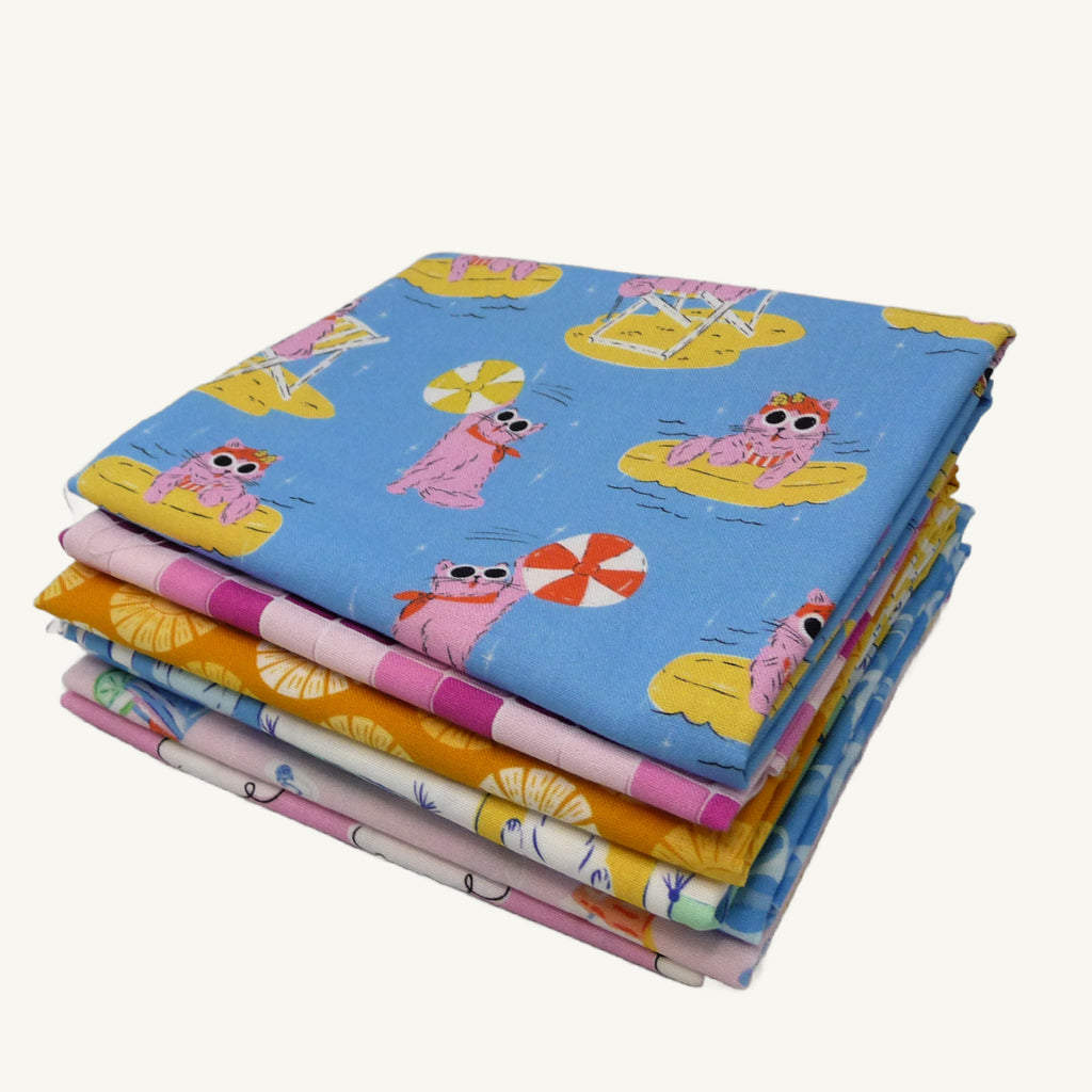 Poolside Purrfection 7-Piece Fat Quarter Bundle - Cloud 9 Fabrics